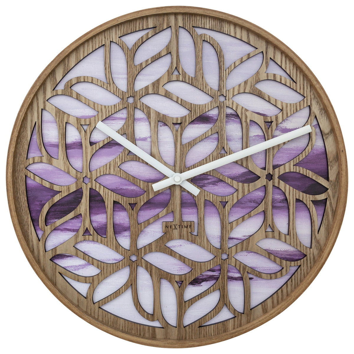 573308-nextime-yogi-wood-analogue-40cm-wall-clock-purple
