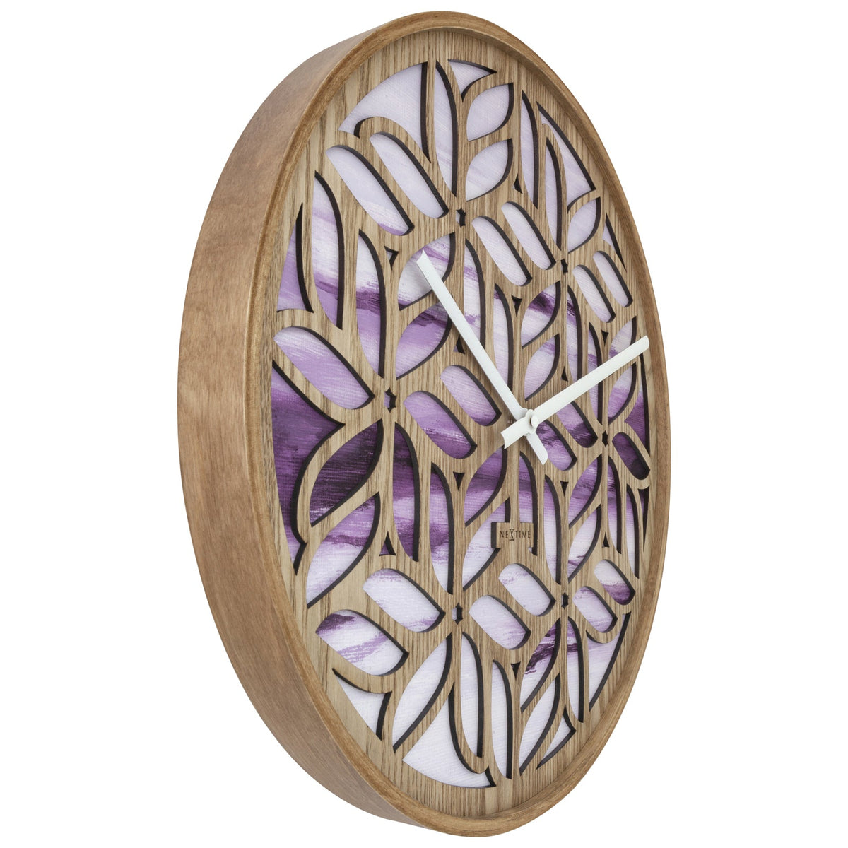 573308-nextime-yogi-wood-analogue-40cm-wall-clock-purple