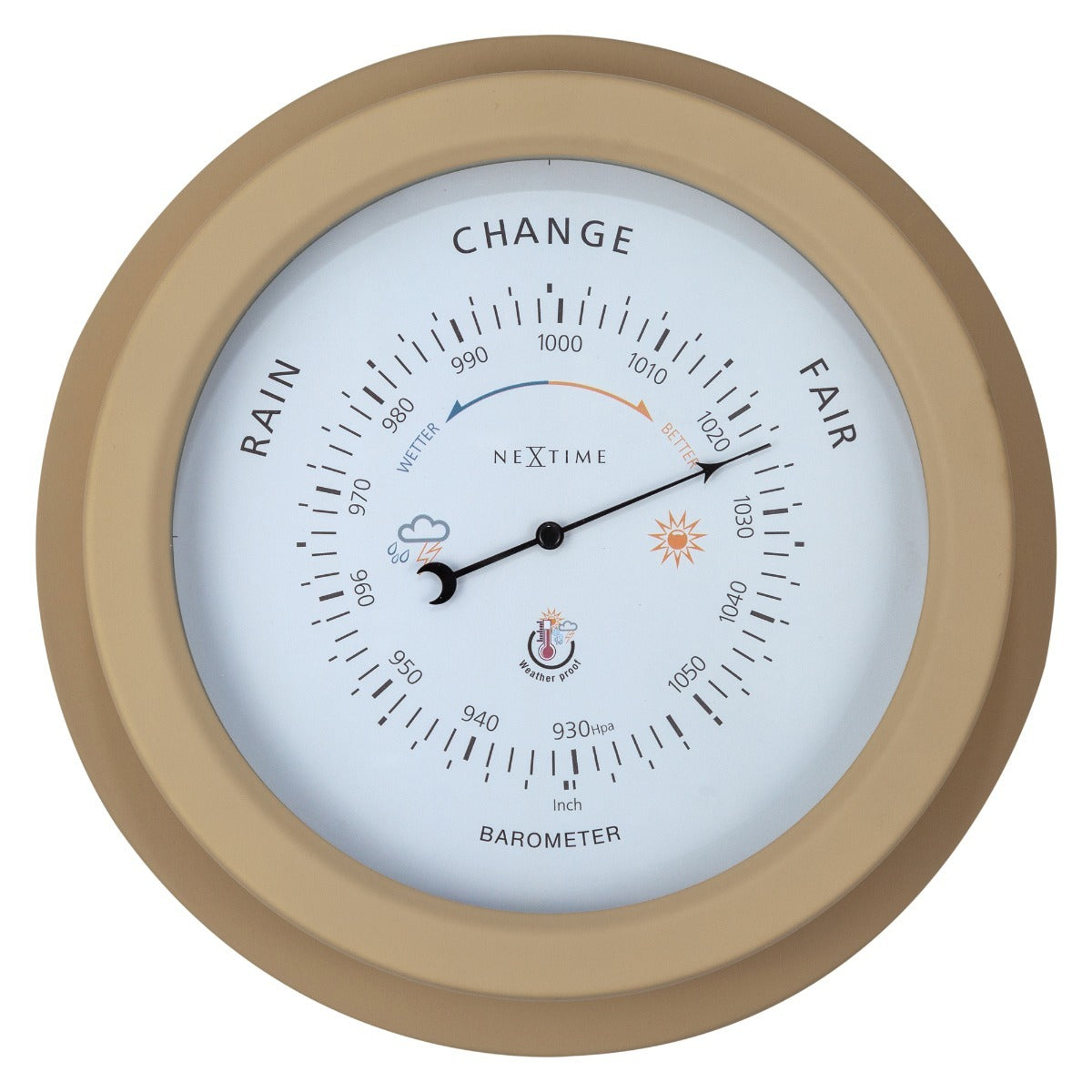 574303br-nextime-orchid-22cm-weatherproof-outdoor-barometer-metal-brown