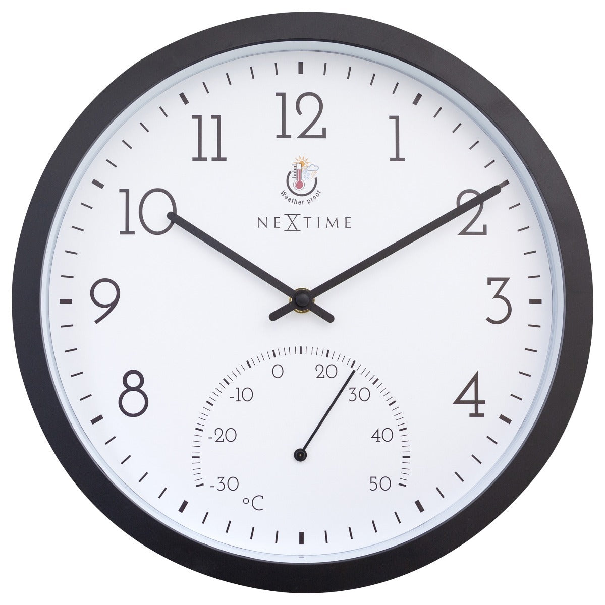 574313-nextime-marigold-weatherproof-outdoor-30-5cm-wall-clock-black-white