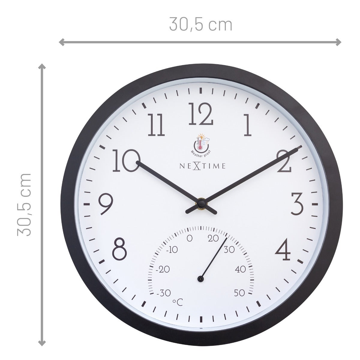 574313-nextime-marigold-weatherproof-outdoor-30-5cm-wall-clock-black-white