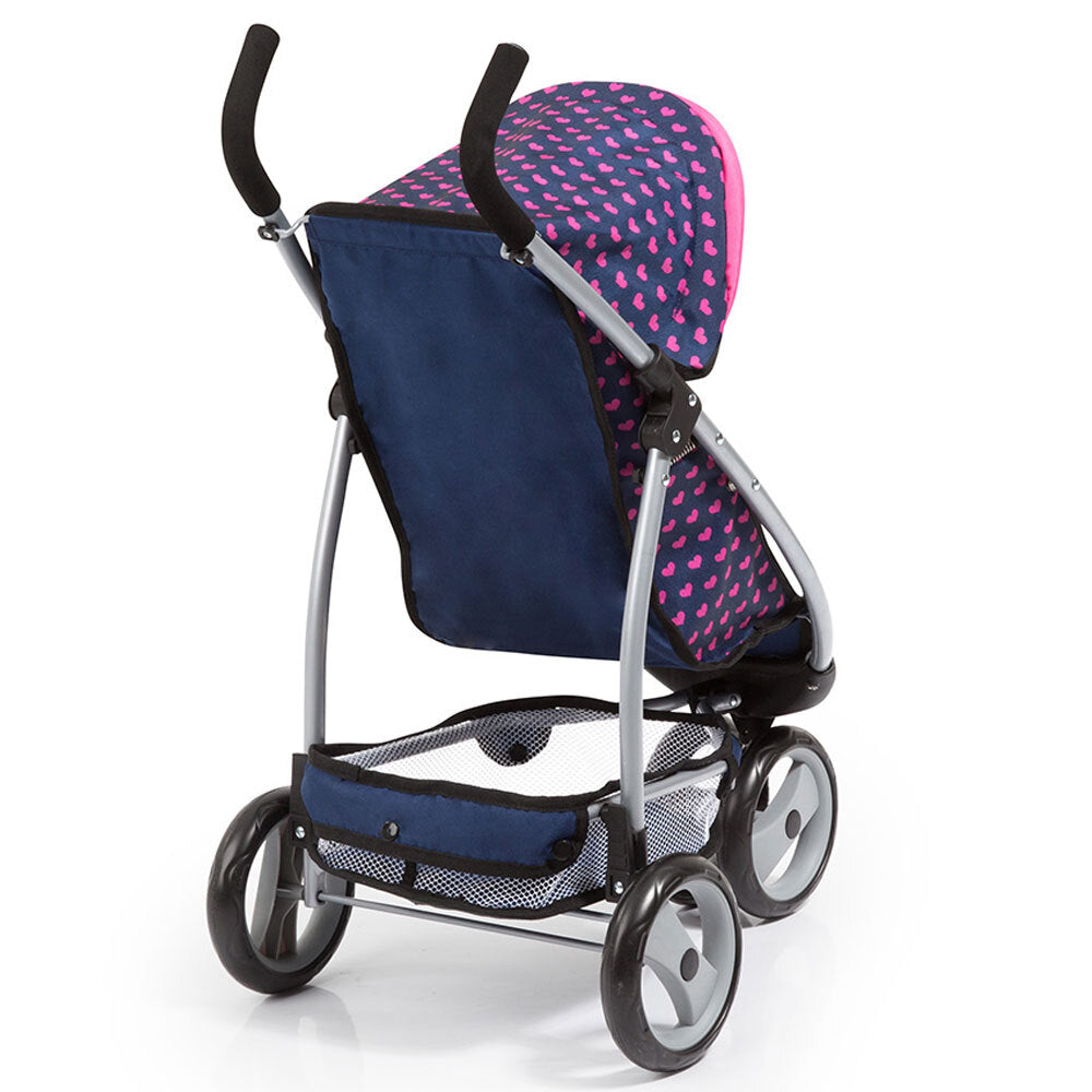 39954aa-bayer-69cm-doll-pram-jogger-dark-blue-w-pink-hearts-unicorn-3y