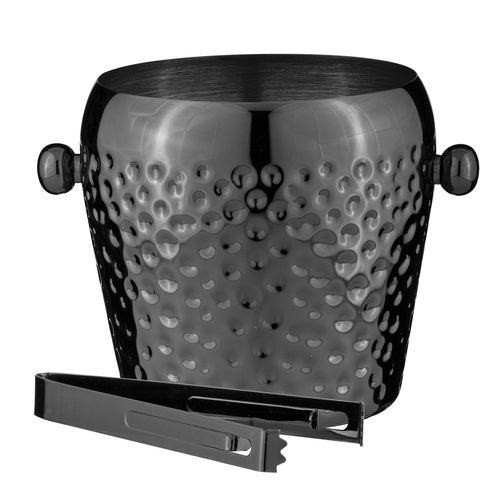 897722-spencer-hammered-stainless-steel-13cm-ice-bucket-w-tongs-black