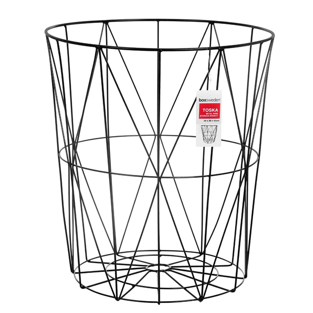 Boxsweden Toska Metal Wire Storage Basket 39x43cm - Black