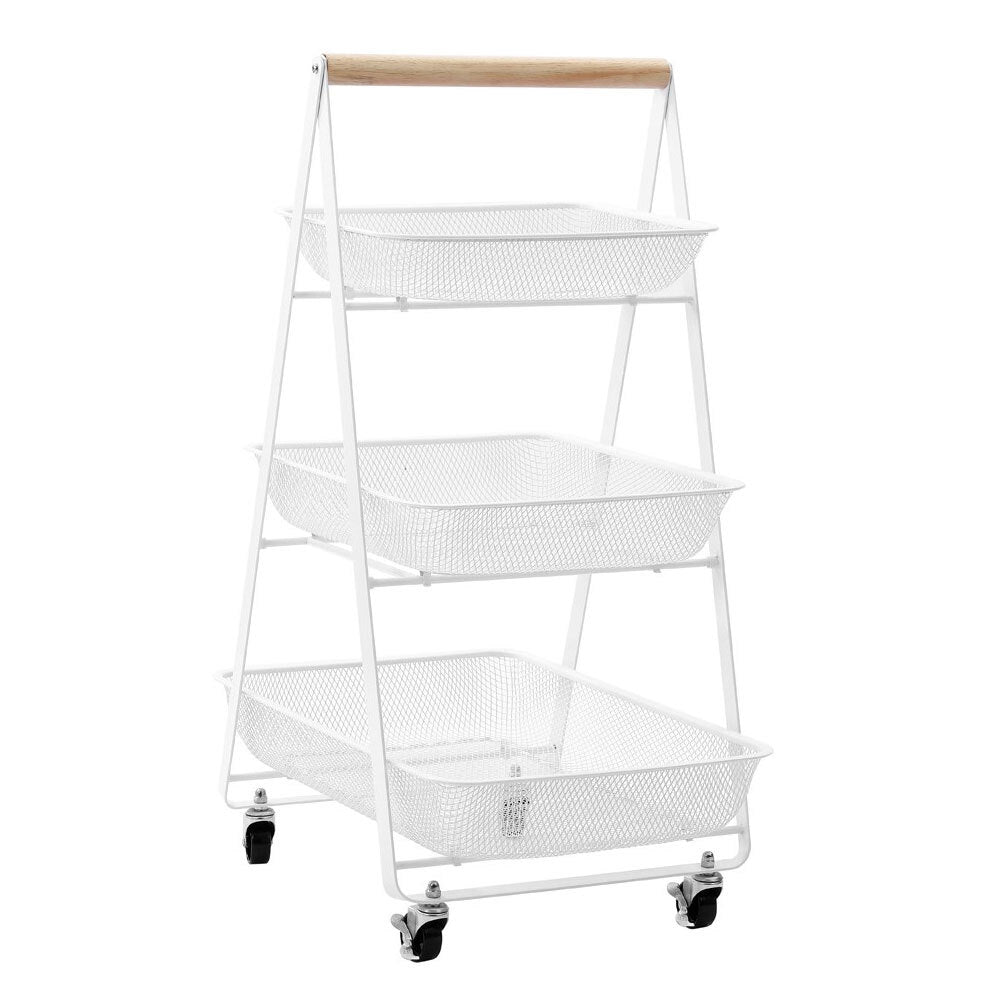 Mesh by Boxsweden 3 Tier Storage Trolley w/ Wheels - White