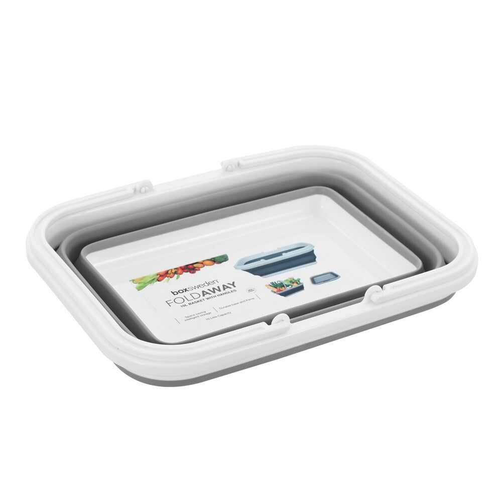 Boxsweden Foldaway Carry Basket 10L W/handles 38x28.5x15.5cm White