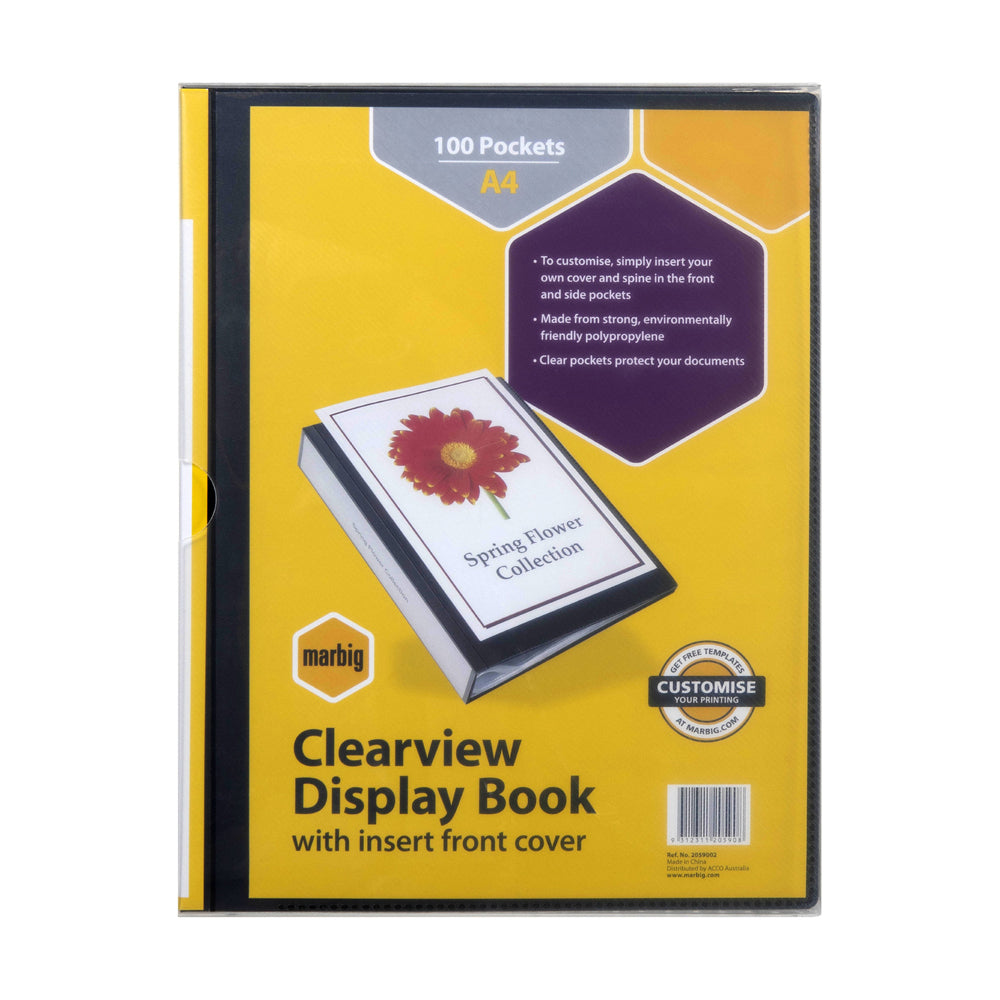 2059002-marbig-clearview-100-pocket-non-refillable-a4-display-book-black