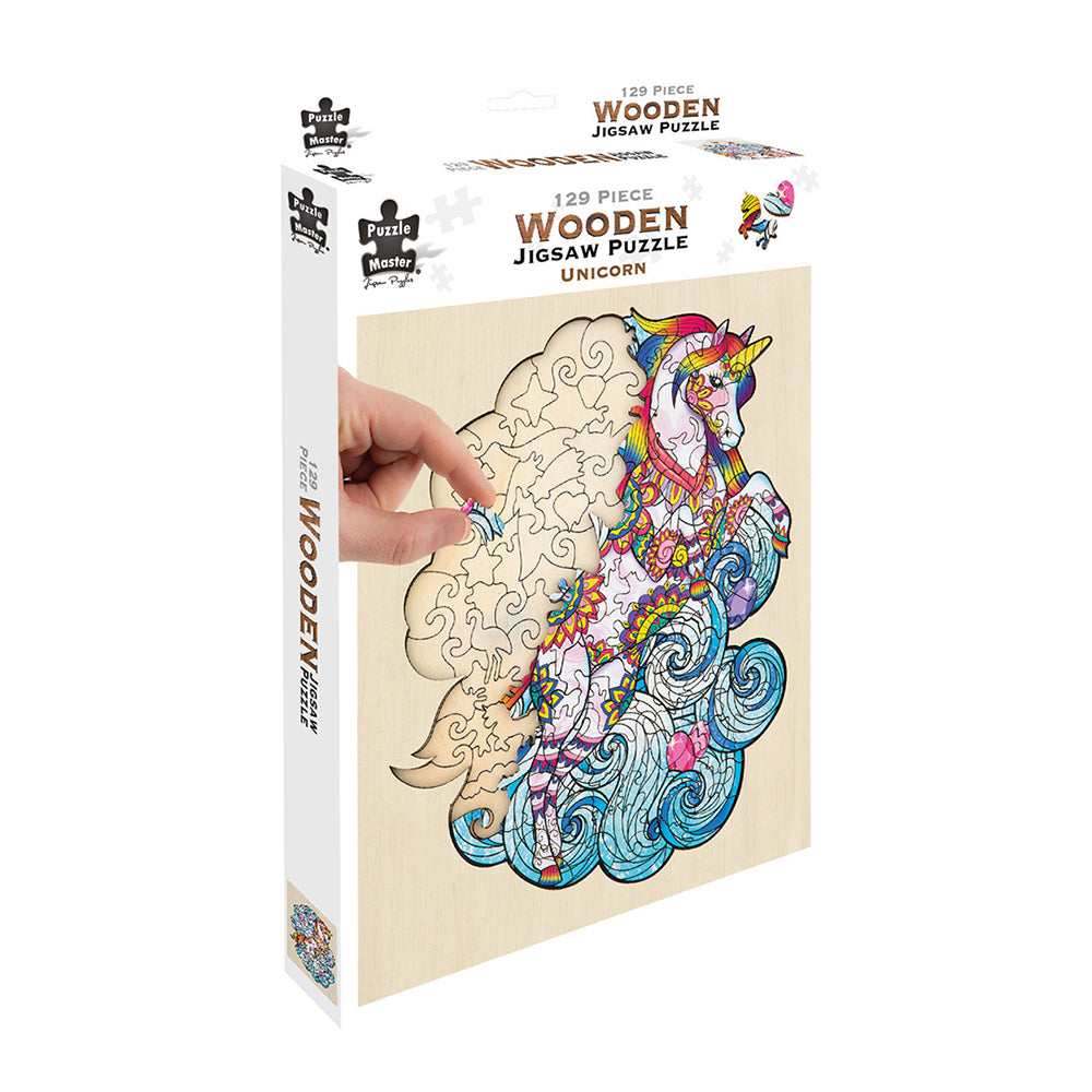 129pc Puzzle Master Series-1 Wooden Jigsaw w/ Stand Set Kids 8y+ Unicorn