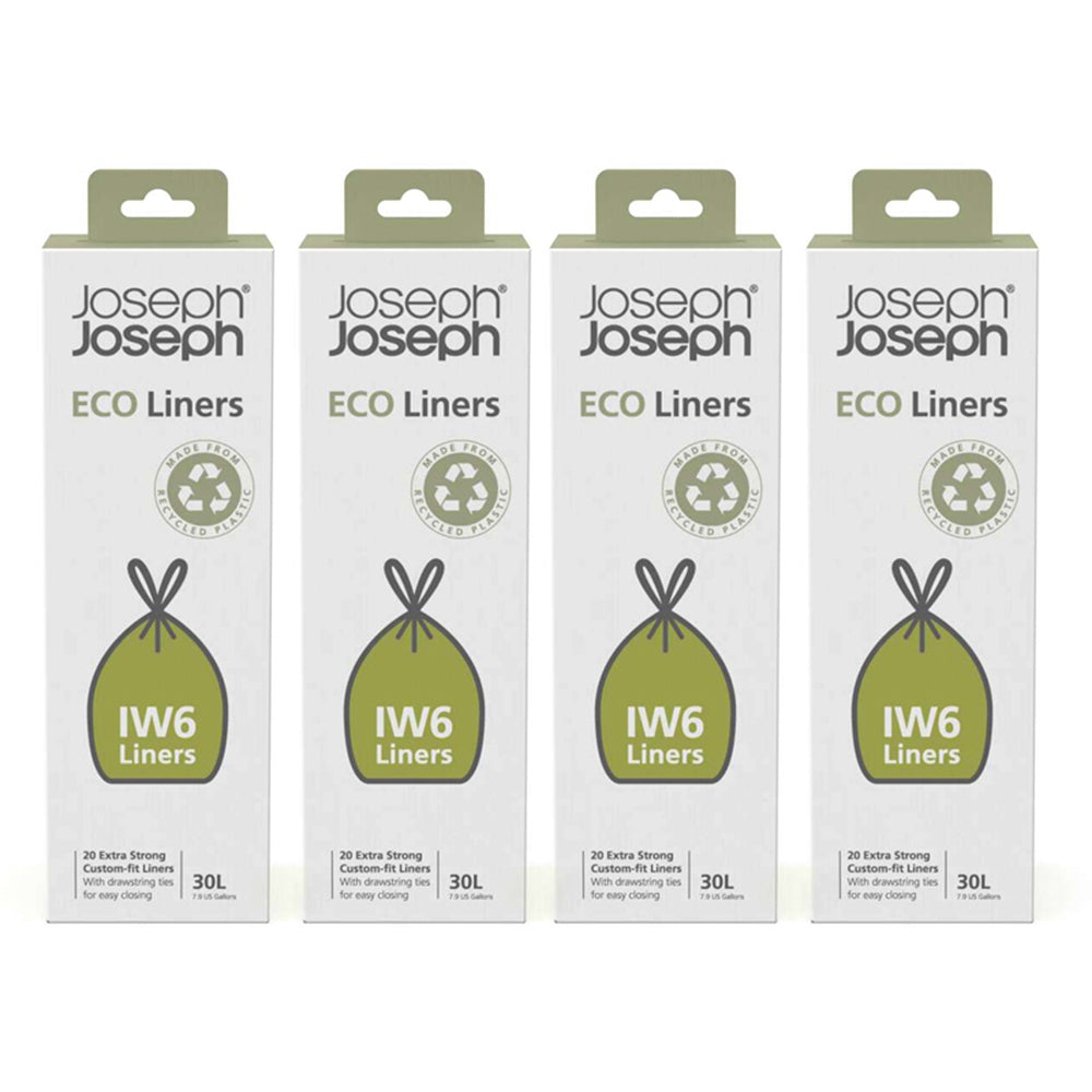 30143-4x-20pc-joseph-joseph-iw6-30l-eco-liners-plastic-w-drawstring-ties-grey