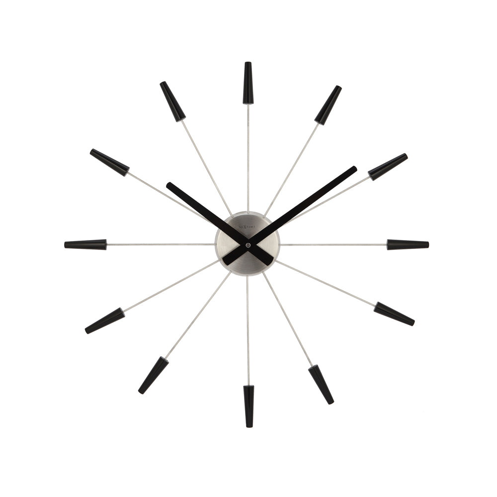 572610zw-nextime-stainless-steel-58cm-plug-inn-wall-clock-home-decor-black
