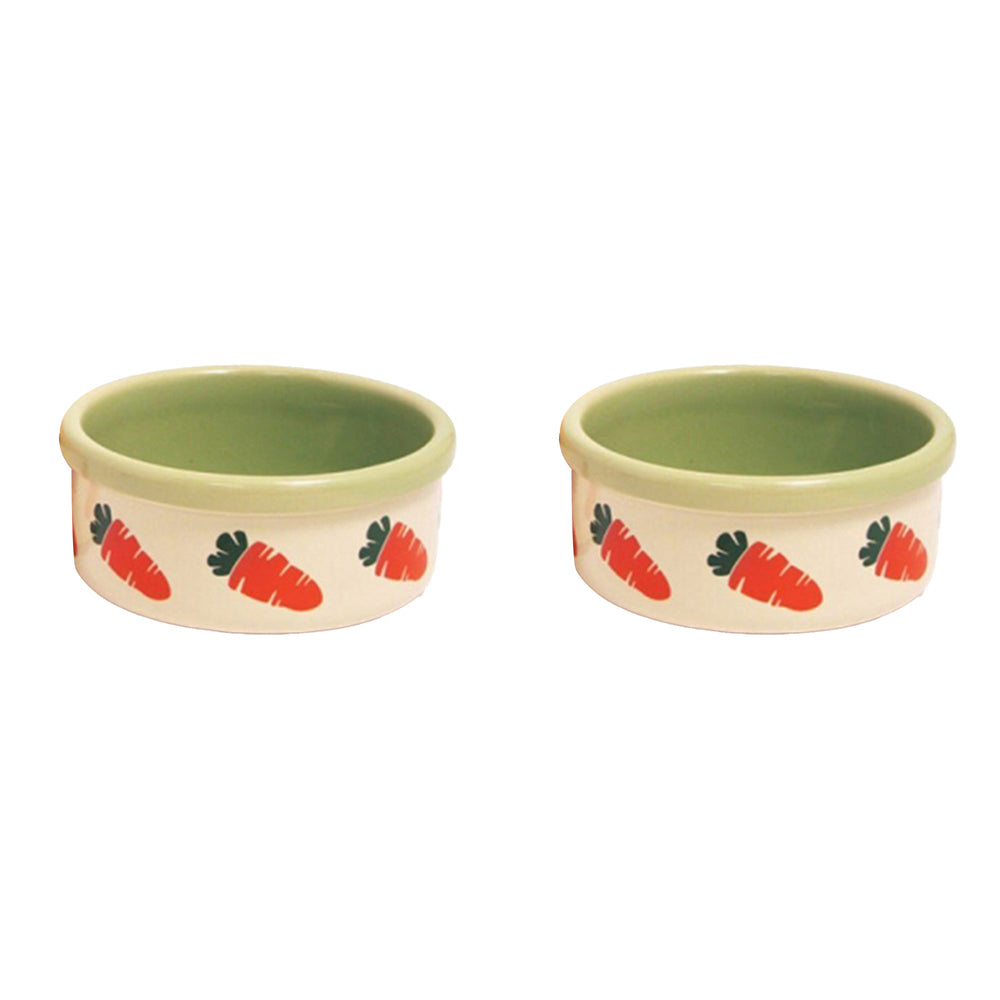 2x Rosewood Ceramic Carrot Pet Bowls Asstd
