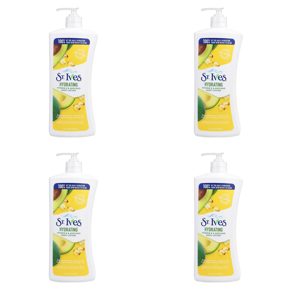 4PK St Ives 621ml Hydrating Body Lotion Vitamin E & Avocado