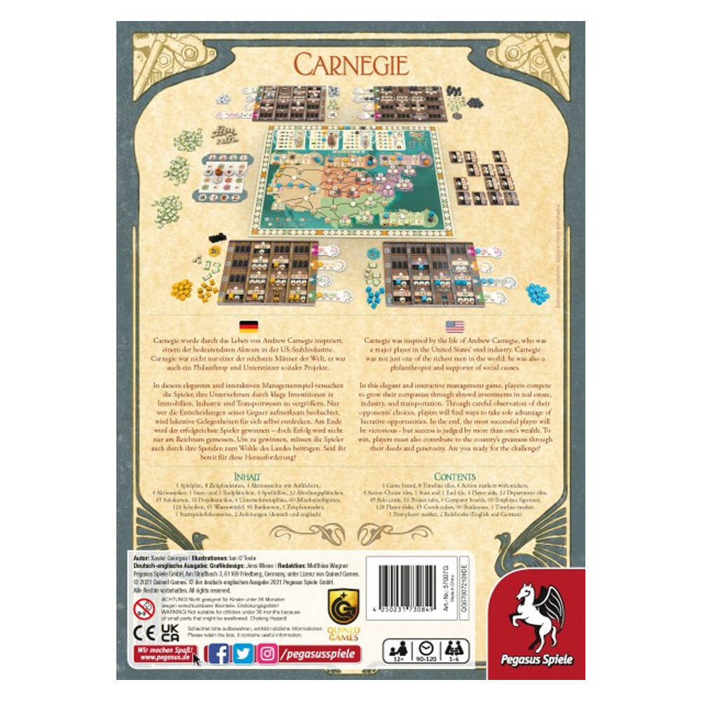 Pegasus Spiele Carnegie Tabletop Party Board Game 12y+