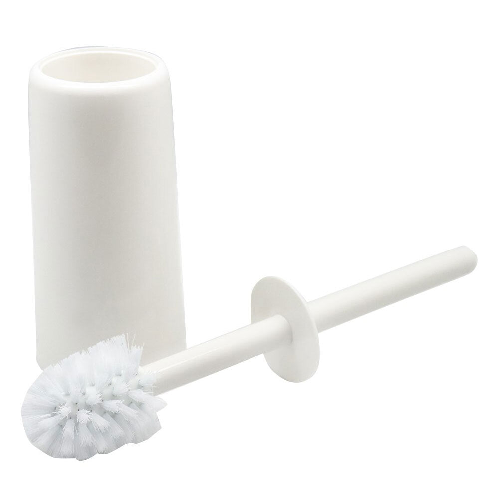 2PK White Glove Plastic Toilet Brush & Holder - White