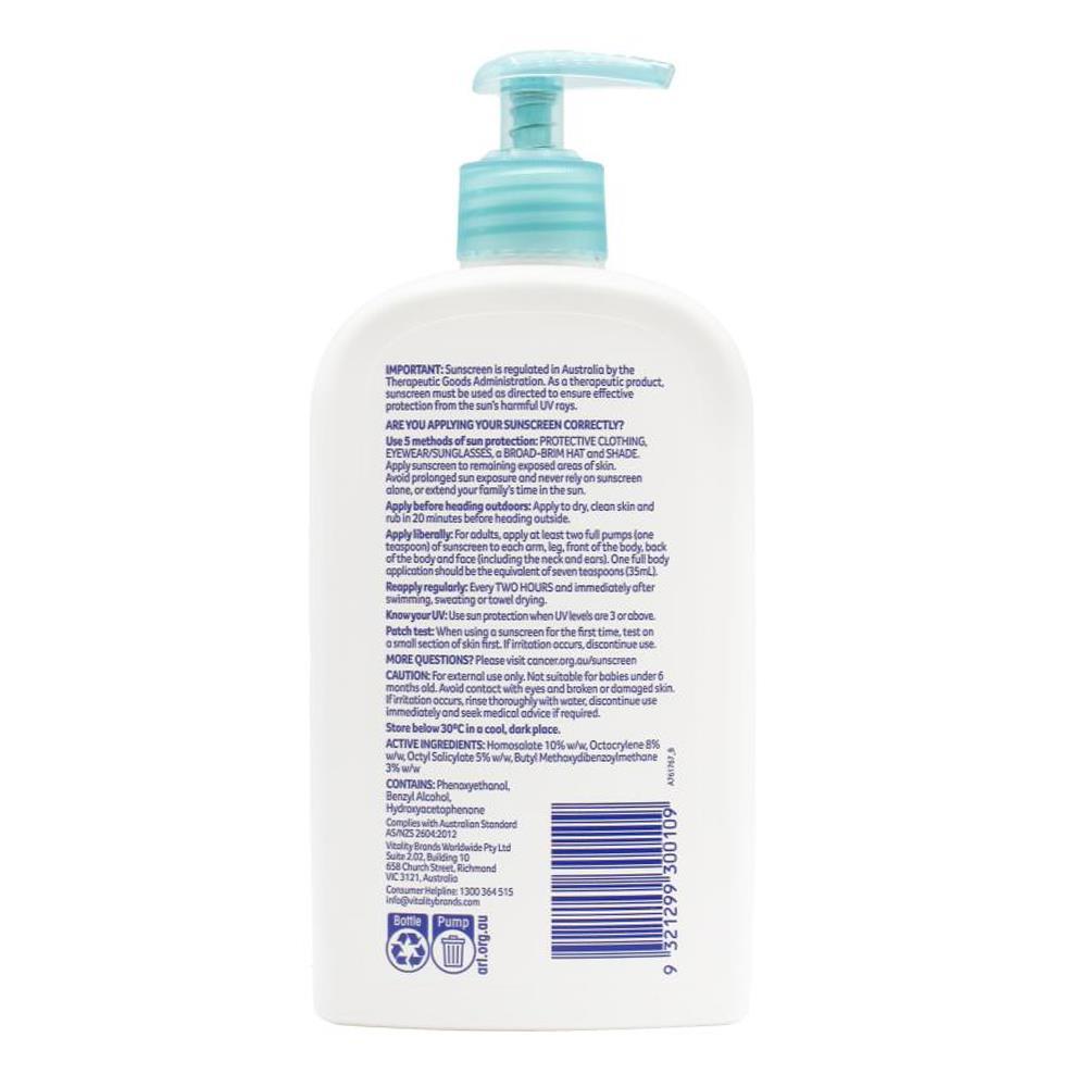 Cancer Council 500ml Moisturising Sunscreen SPF50+ Lotion Pump Bottle
