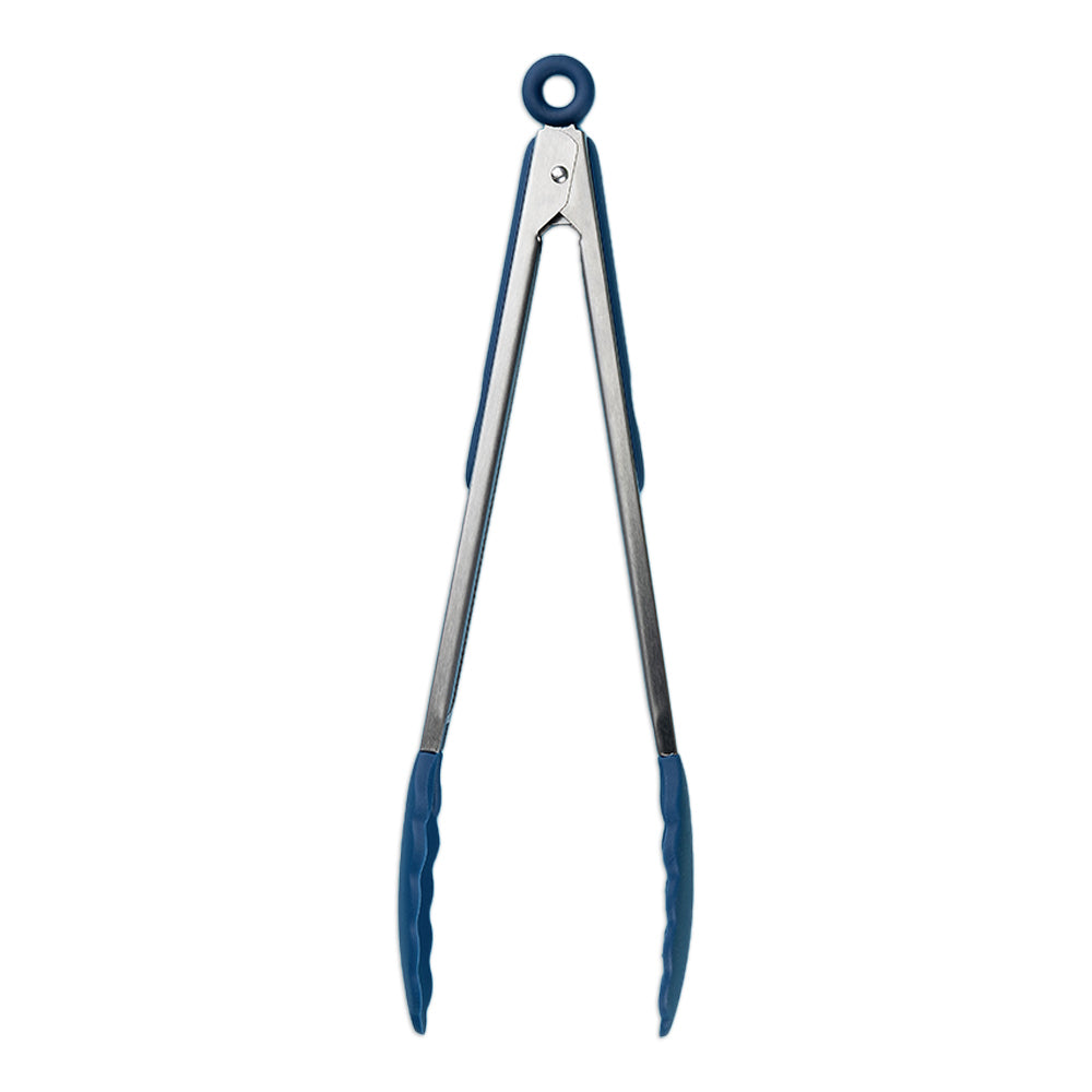 2PK Tasty Silicone Tongs Kitchen Utensil 38cm Blue/Silver