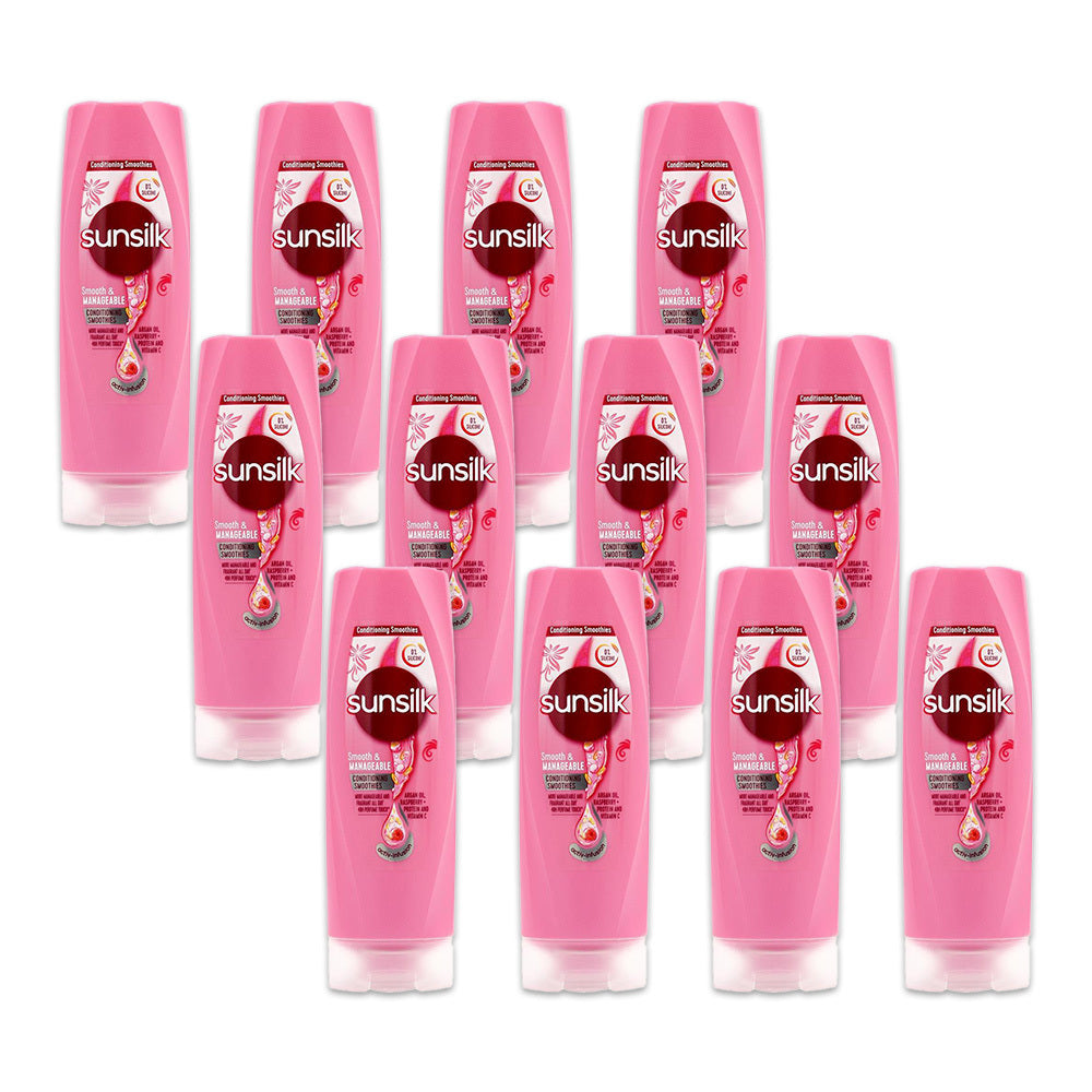 12PK Sunsilk 160ml Smooth & Manageable w/ Argan Oil Hair Care Conditioner