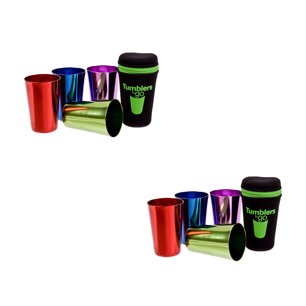 2x 4pc Go Tumblers to Go 265ml Stainless Steel Travel Drinking Cups