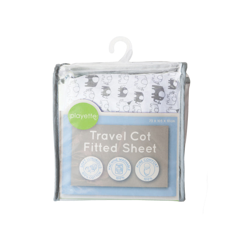 1353509-playette-200tc-printed-cotton-travel-cot-fitted-sheet-baby-bed-white