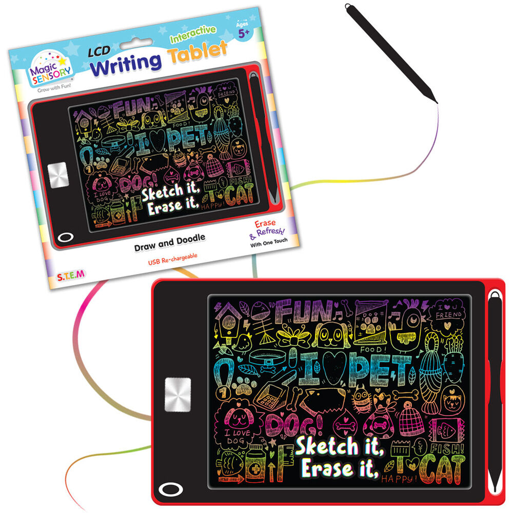 Magic Sensory 8.5" Interactive LCD Writing Tablet Red Pet Kids/Children 3y+