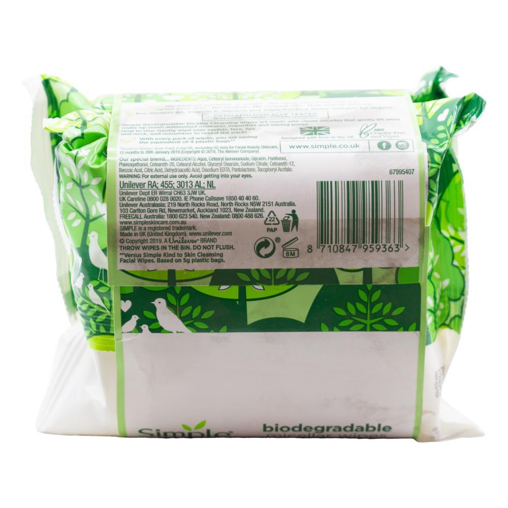 120pc Simple Micellar Wipes Biodegradable For Sensitive Skin