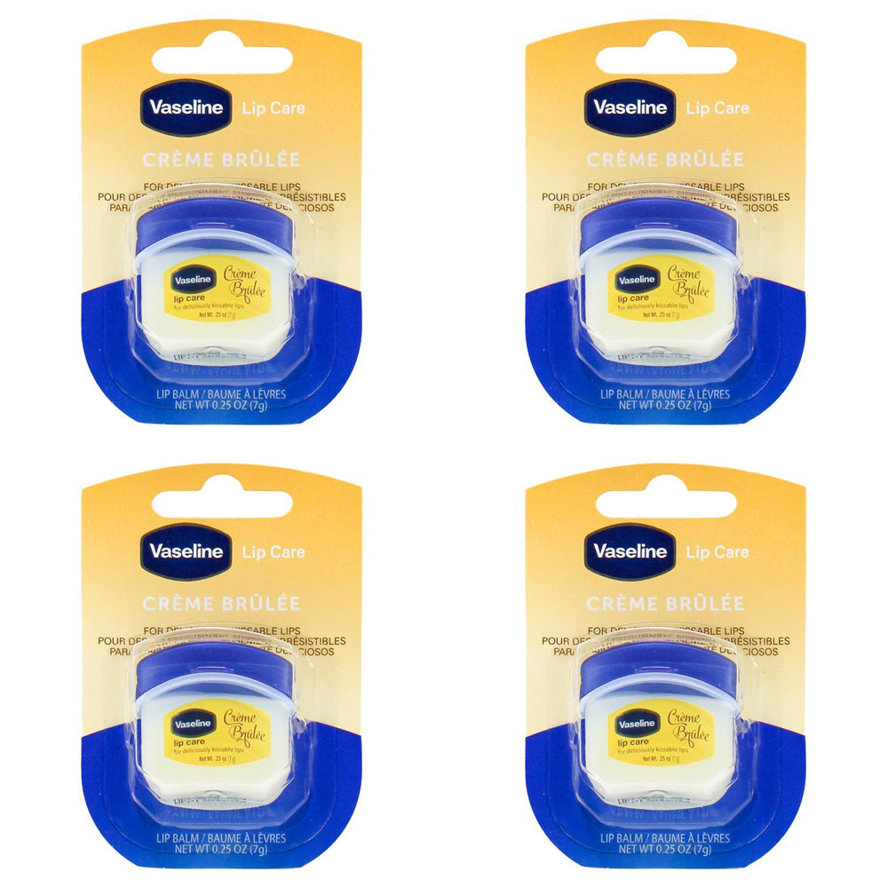 4PK Vaseline Lip Therapy 7g Petroleum Jelly Moisturiser Creme Brulee