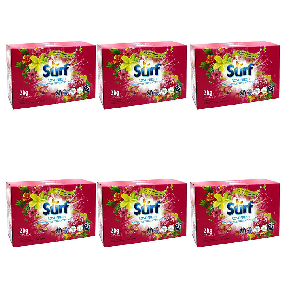 6PK Surf Rose Fresh Detergent Concentrated Laundry Powder 2kg
