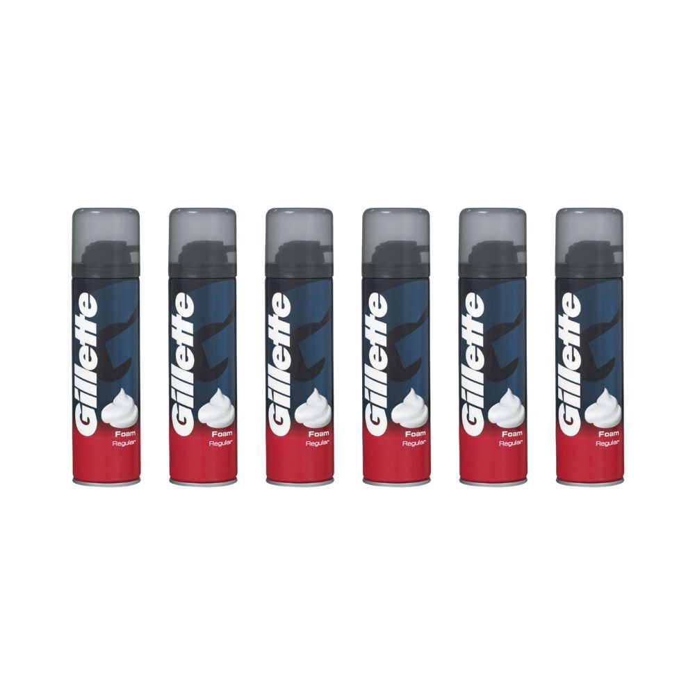 6PK Gillette Grooming Shaving Foam Regular 200ml For All Skin Types Men