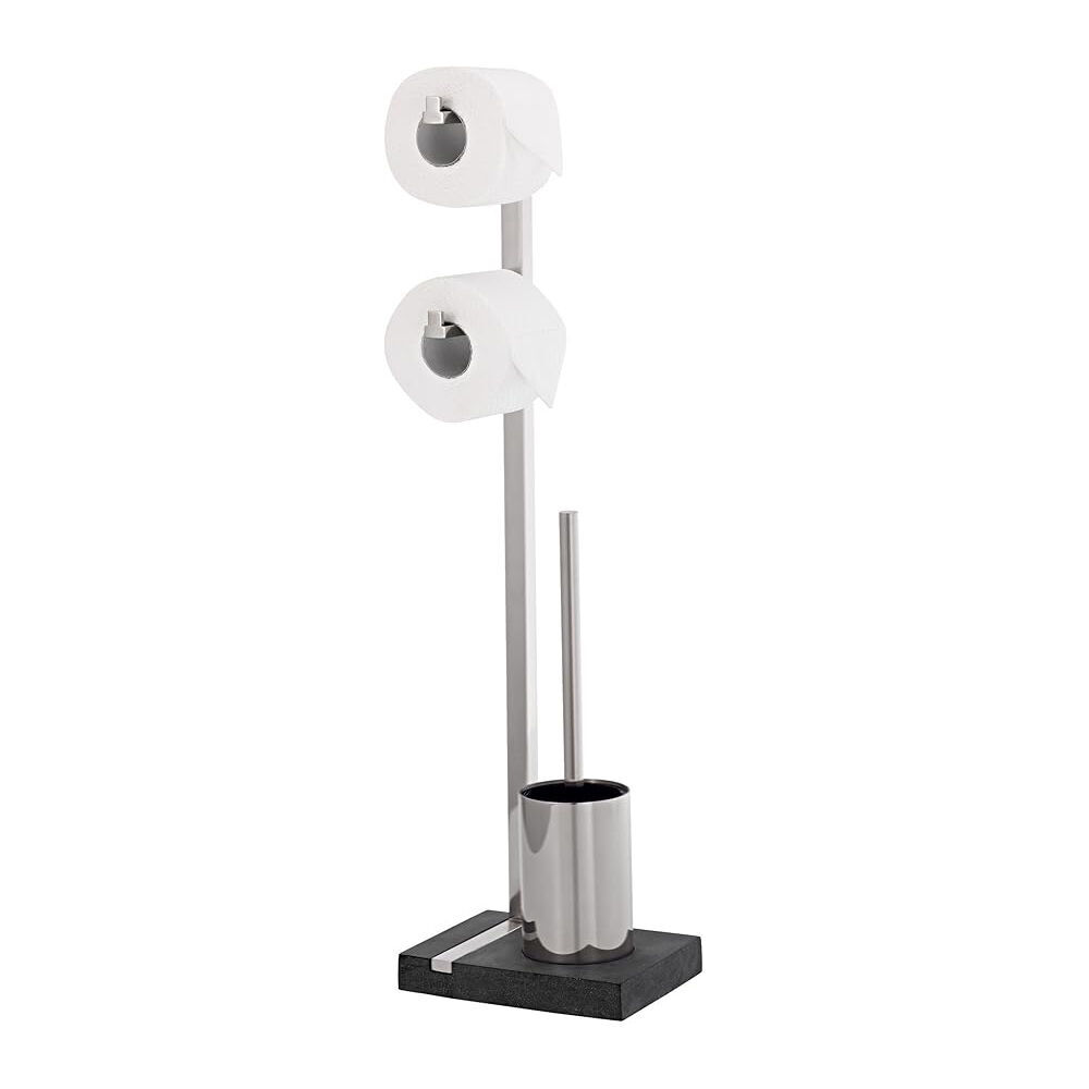 Blomus Menoto Stainless Steel Toilet Roll & Brush Holder Stand Organiser Silver