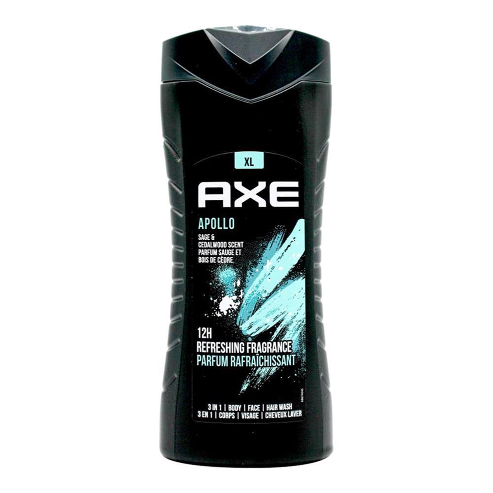 6PK Axe Apollo 3-in-1 Body Face Hair Wash 400ml For Men Sage & Cedarwood Scent