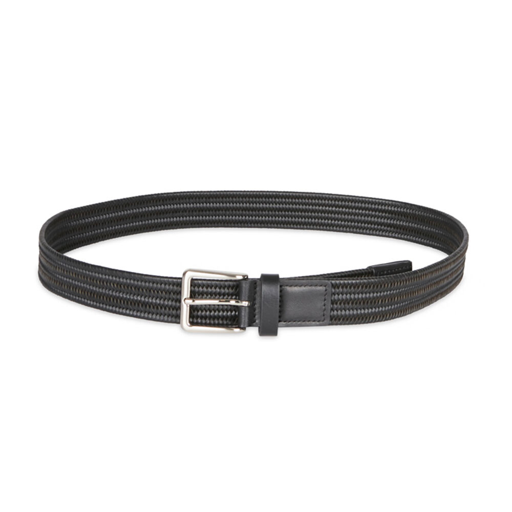 Van Heusan Veg Leather Woven Performance Stretch Belt Size 36 - Black