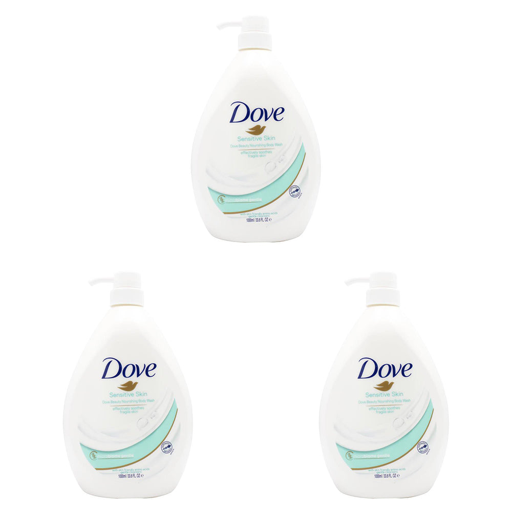 3PK Dove 1000ml Body Wash Liquid Bath Soap For Sensitive Skin