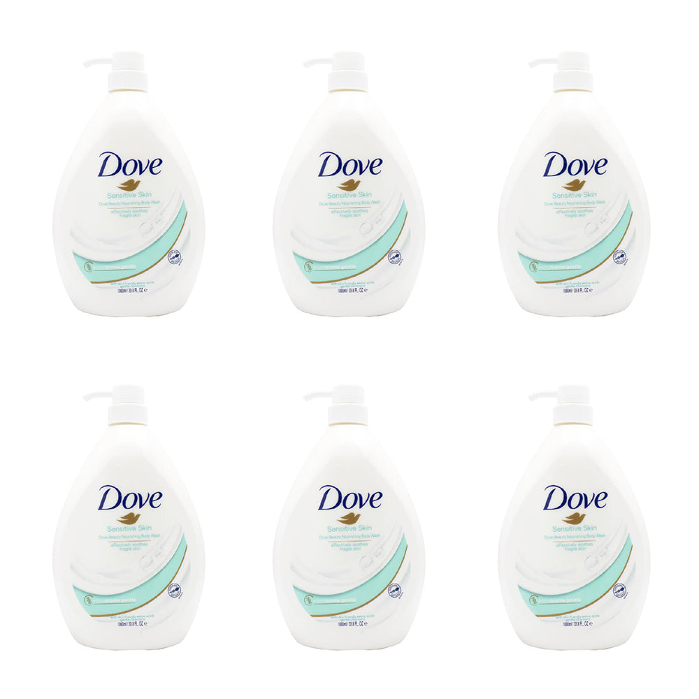 6PK Dove 1000ml Body Wash Liquid Bath Soap For Sensitive Skin
