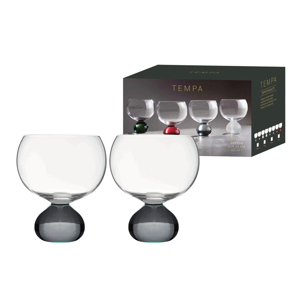 2pc Tempa Zephyr Spherical Gin Drinking Glasses Set 12.5cm Charcoal — image 2