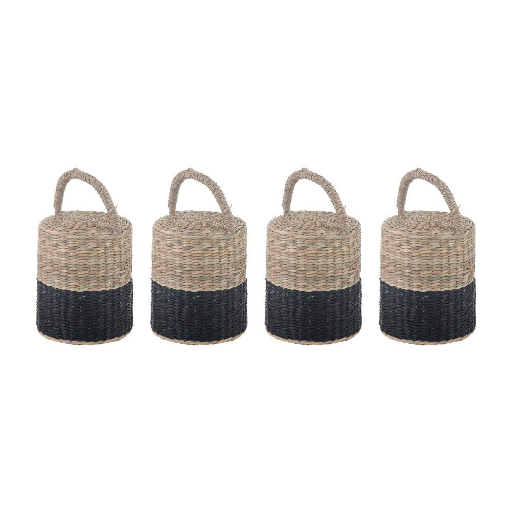 4PK Ladelle Hanoi Woven Seagrass Cylinder Floor Door Bumper/Stopper Durable Black