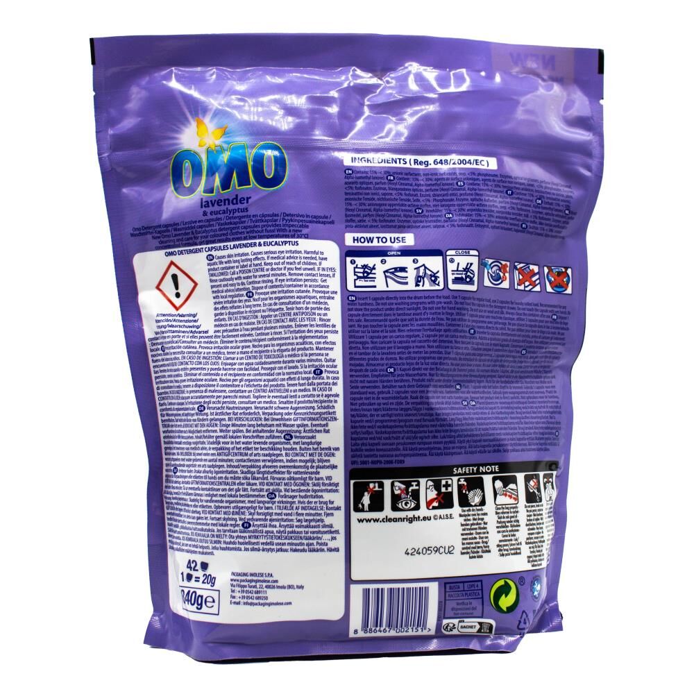 84pc Omo Detergent Laundry Capsules - Lavender & Eucalyptus