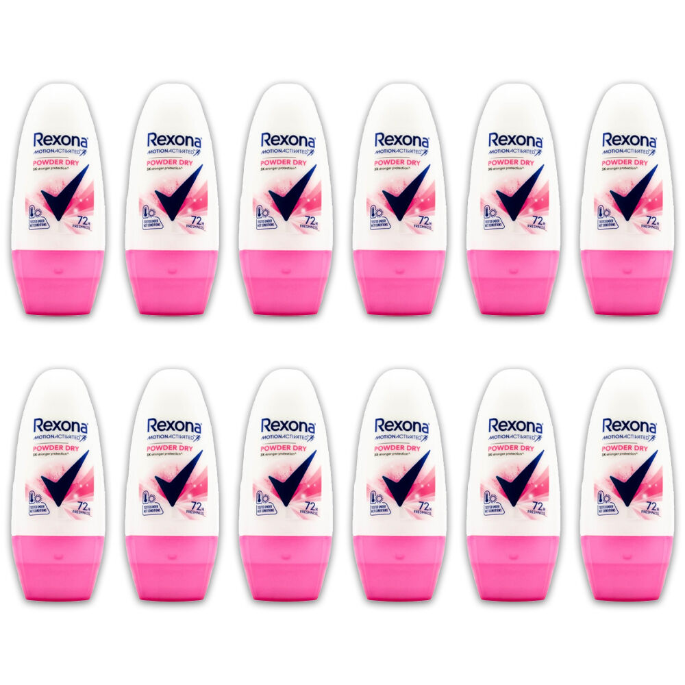 12PK Rexona 45ml Roll On Deodorant Motion Activated Powder Dry