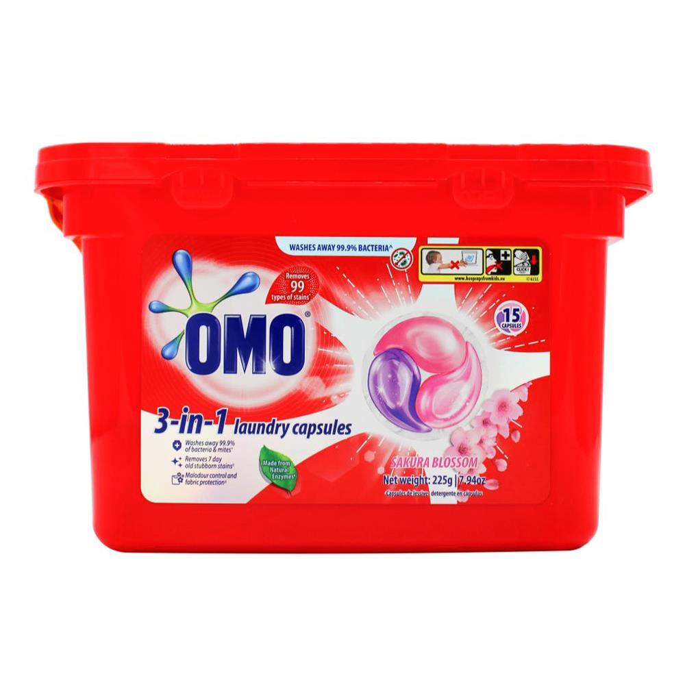 90pc Omo 3-In-1 Laundry Capsules Sakura Blossom Front & Top Loader