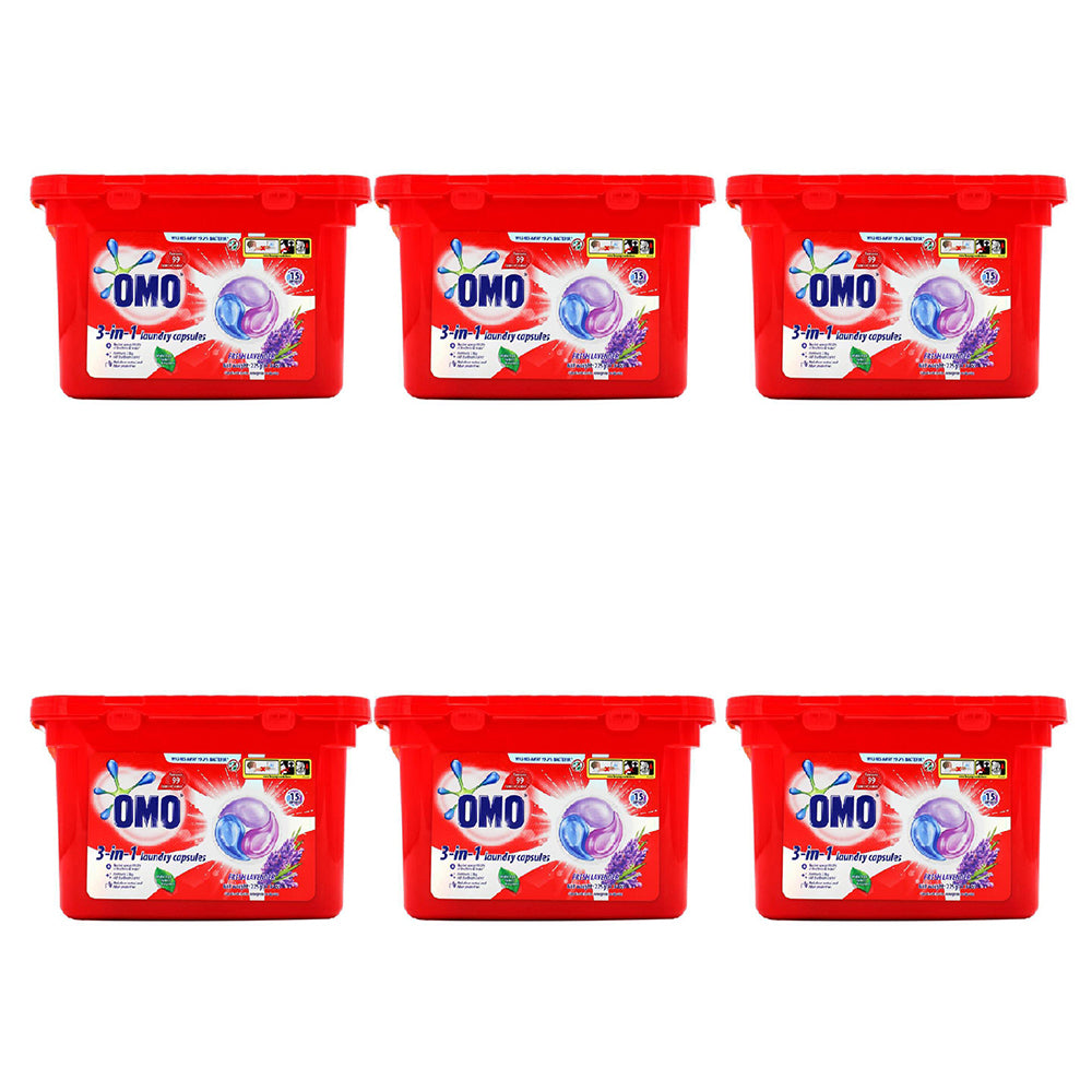 90pc Omo 3-In-1 Laundry Capsules Fresh Lavender Front & Top Loader