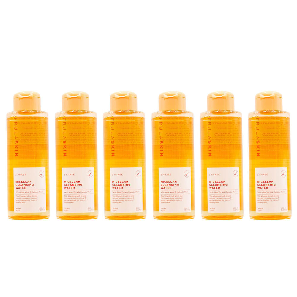 6PK Frula Skin 3-Phase Micellar Cleansing Water Hydrating Face Care 400ml