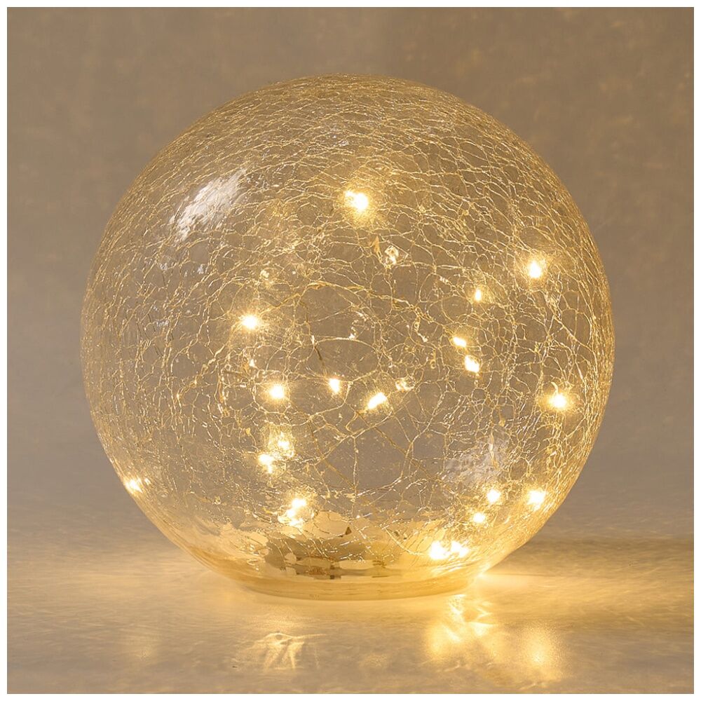 Annabel Trends Small Glass Crackle Light Ball Globe Home Decor 15cm