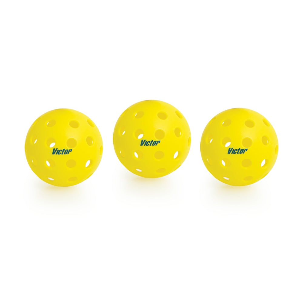 2x 3pc Victor Sports Pickleball Indoor 26 Holes Ball Set Yellow 7.2cm — image 2