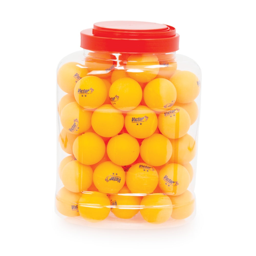 60pc Victor Table Tennis Balls Bucket 2-Star Storage Container Orange — image 2