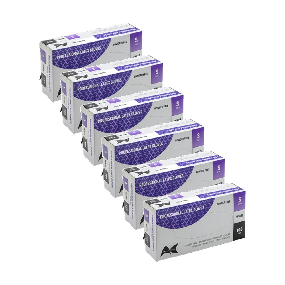 6x 100pc Artists Choice Powder Free Medical Food Grade Latex Gloves Small