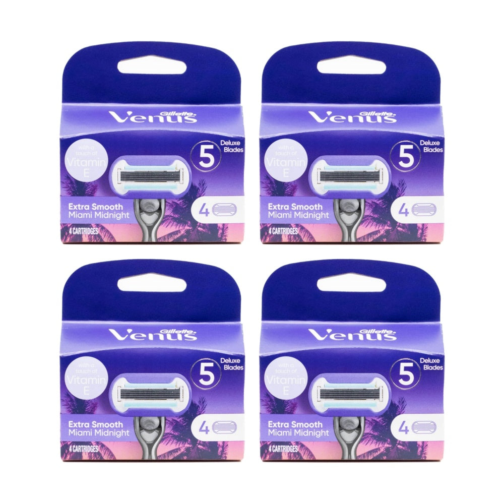 4x 4pc Gillette Razor Cartridges Venus Extra Smooth Miami Midnight Blades