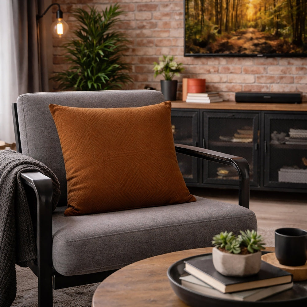 2PK Urban Style Decorative Cushion Throw Pillow Rust Lines 45x45cm — image 6