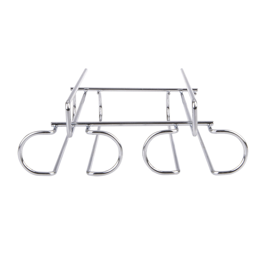 4PK Bartender Chrome Plated Undershelf 2-Rail Stemware Rack - Silver