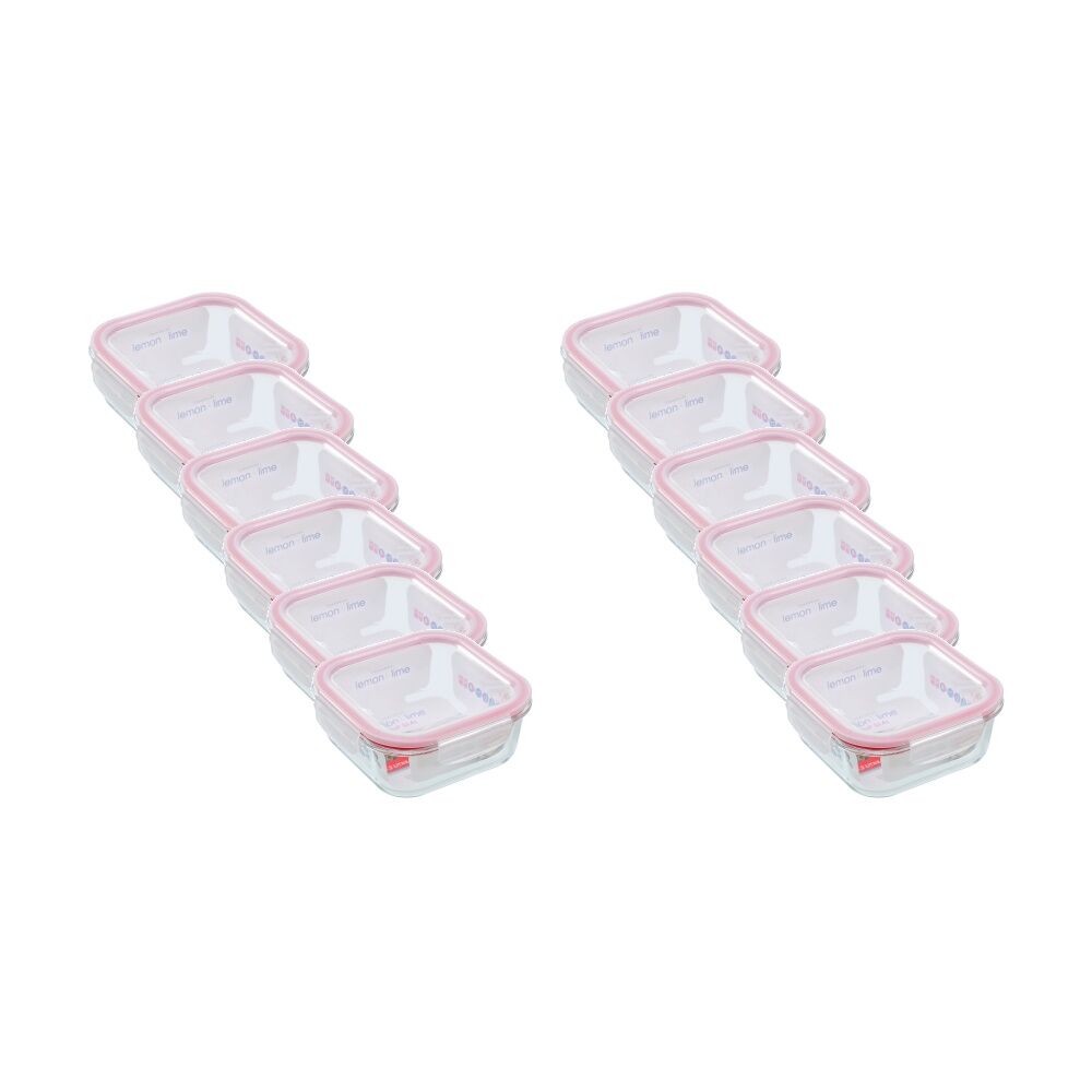 12PK Lemon and Lime Yorkshire Glass Square Clip Seal Container 1.2L Food Safe