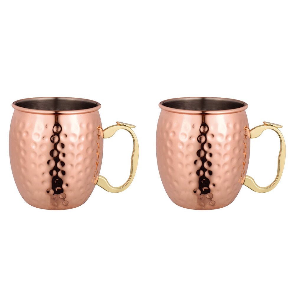2PK Bartender Copper Plated Moscow Mule Mug 530ml - Hammer Finish