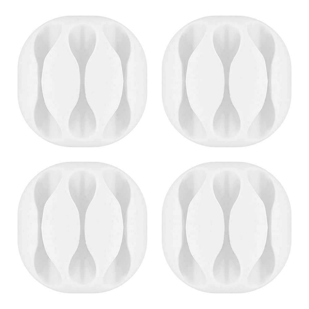 3x 4pc Goobay 3 Slots Adhesive Cable 3.43cm Organiser - White